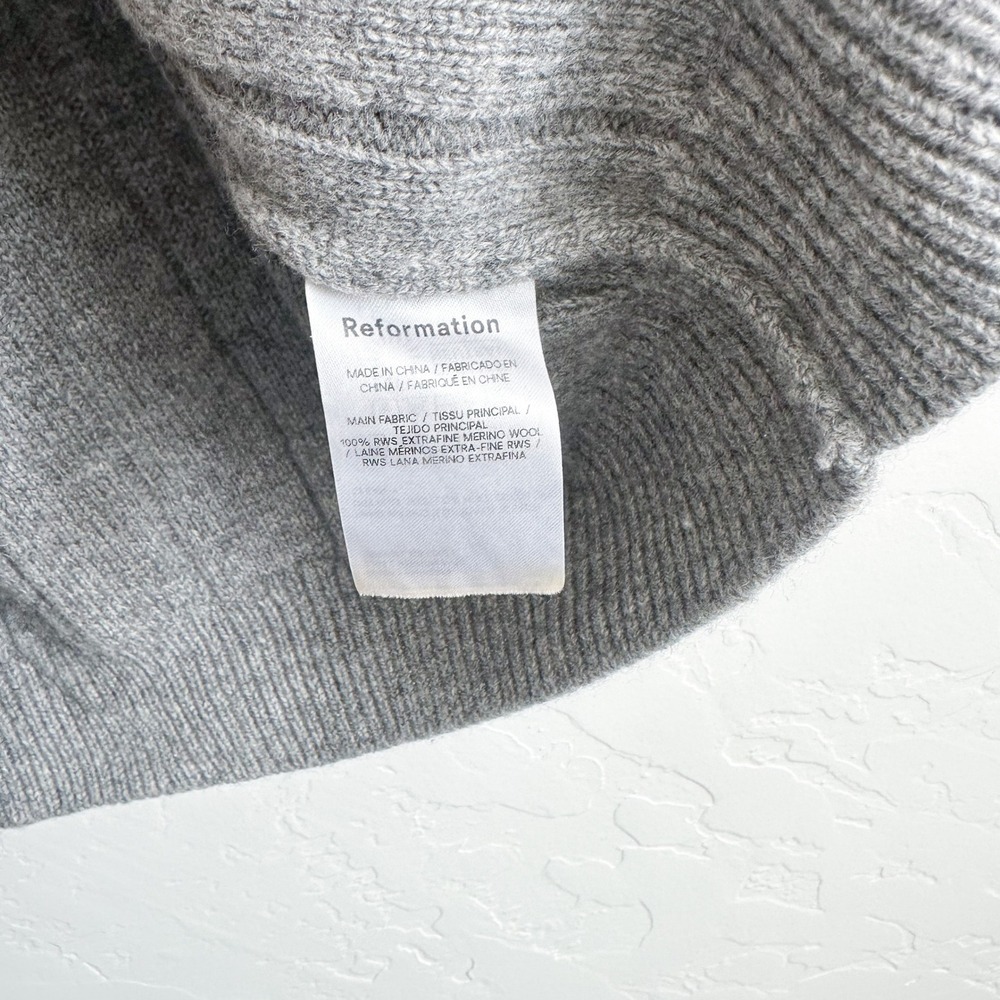 Reformation | Harriet 100% Regenerative Wool Knit Sweater Mini Dress in Gray - Picture 5 of 5